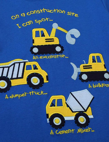Blue Excavator Appliqué T-shirt - Mini Taylor